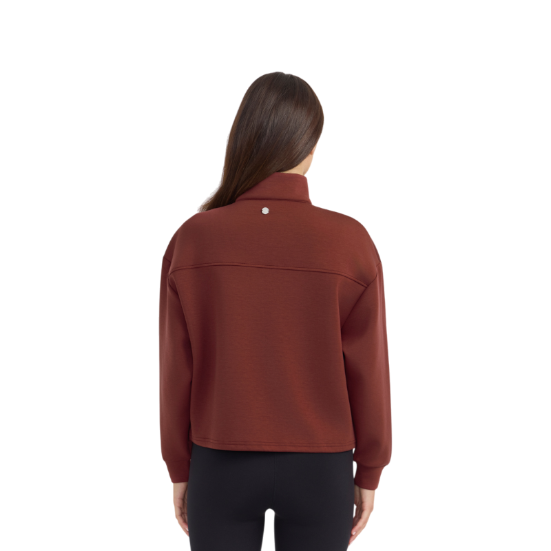 Harcour - Sweat col zippé manches longues femme Cassandre vigne