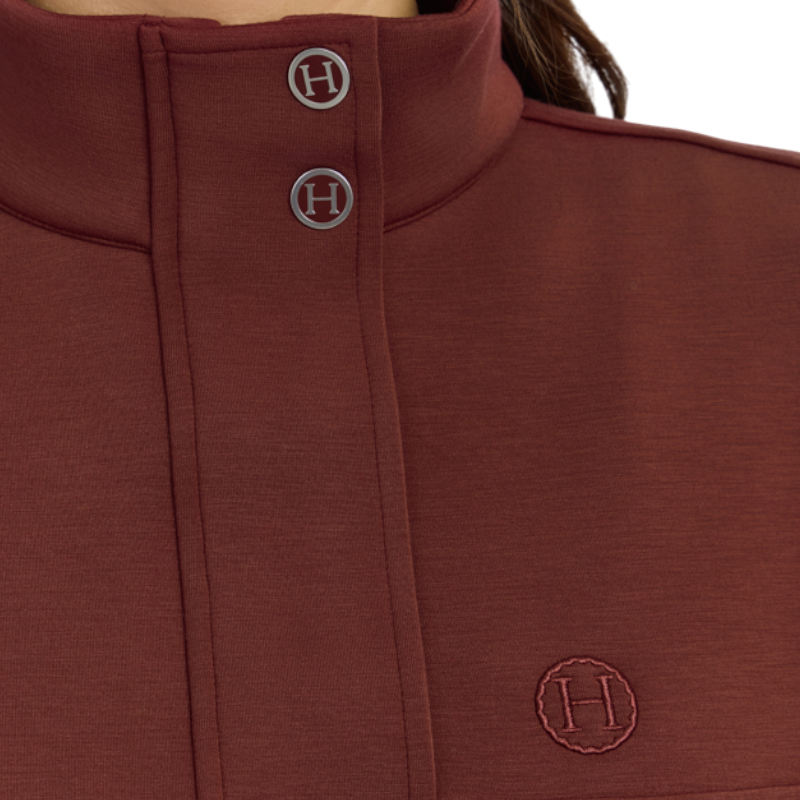 Harcour - Sweat col zippé manches longues femme Cassandre vigne