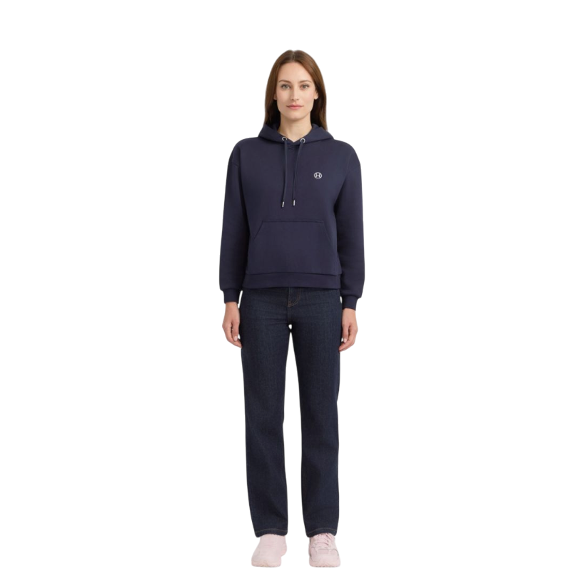 Harcour - Sweat manches longues femme Coeur Octobre Rose marine