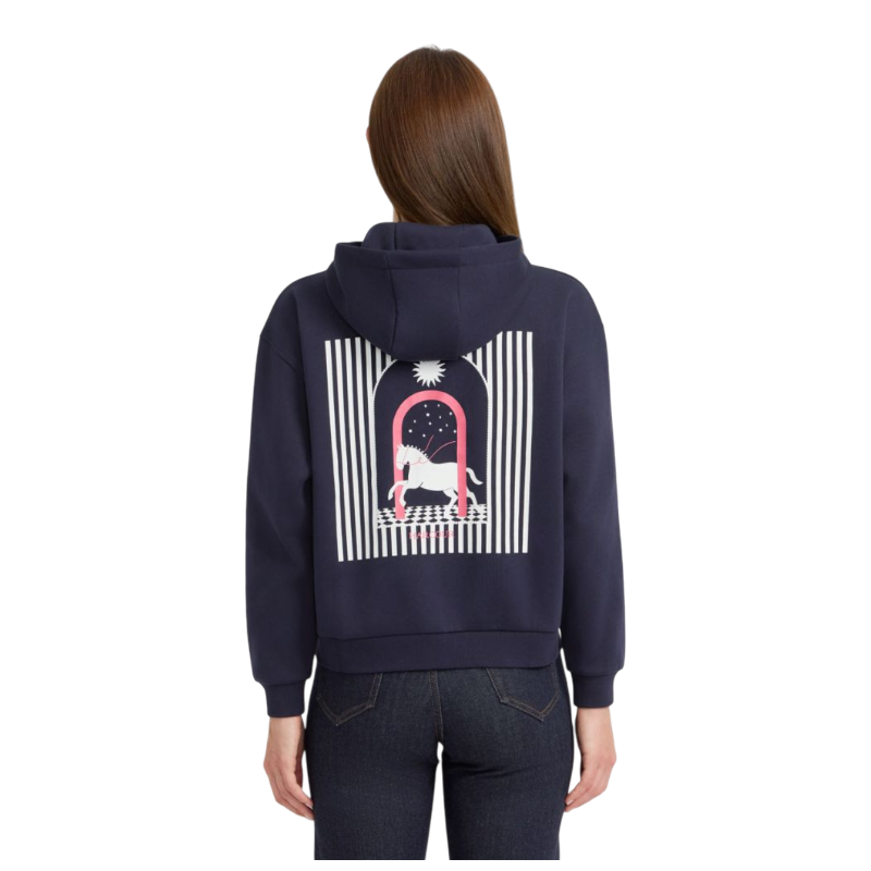 Harcour - Sweat manches longues femme Coeur Octobre Rose marine