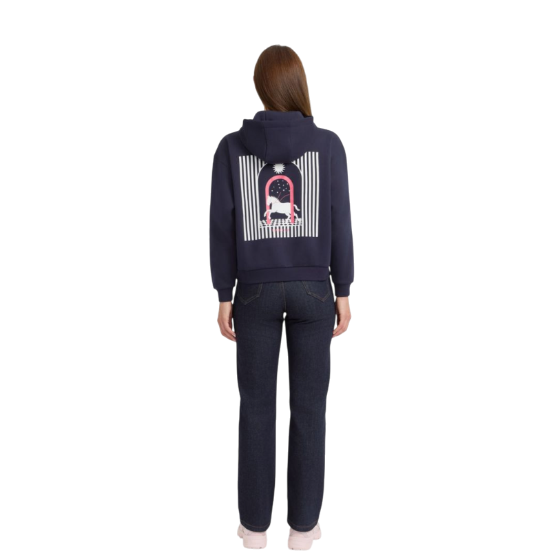 Harcour - Sweat manches longues femme Coeur Octobre Rose marine
