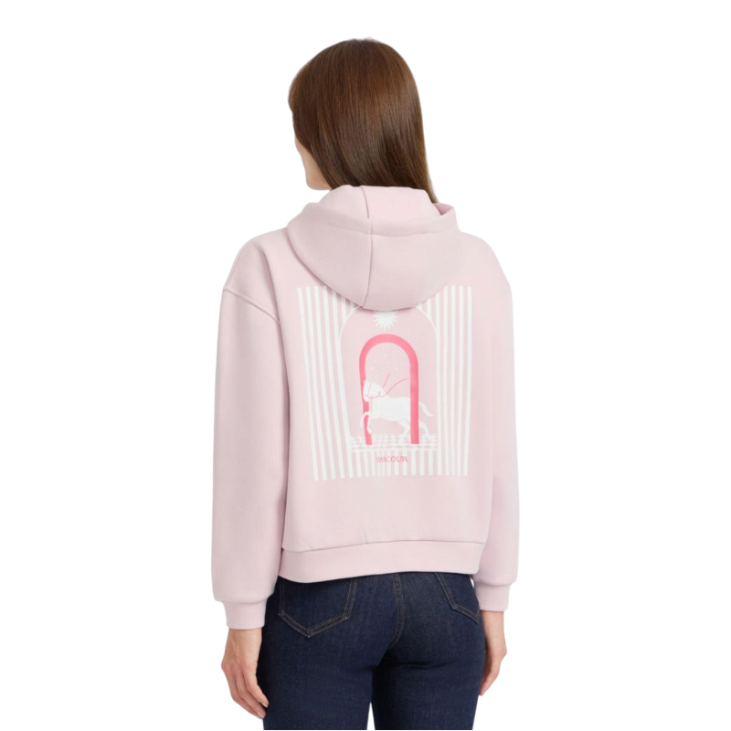 Harcour - Sweat manches longues femme Coeur Octobre Rose pétale