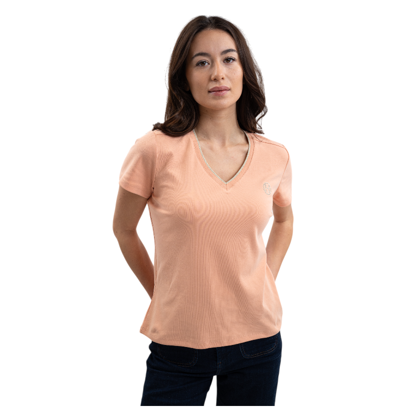 Harcour - T-shirt manches courtes femme Taraza abricot