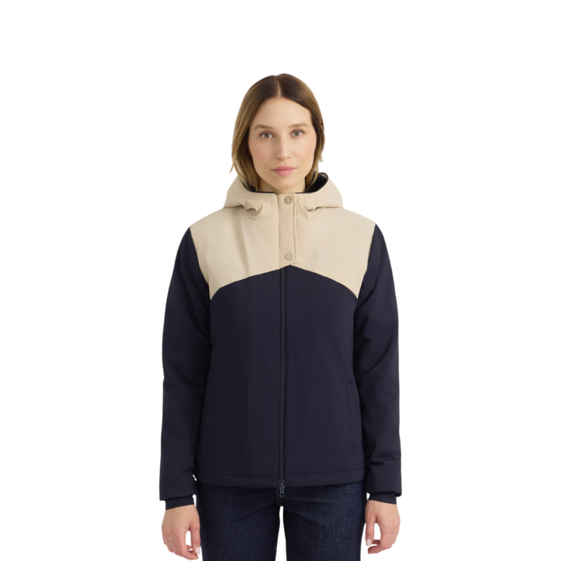 Harcour - Veste chaude manches longues femme Siam marine/ crème