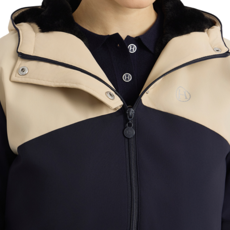 Harcour - Veste chaude manches longues femme Siam marine/ crème