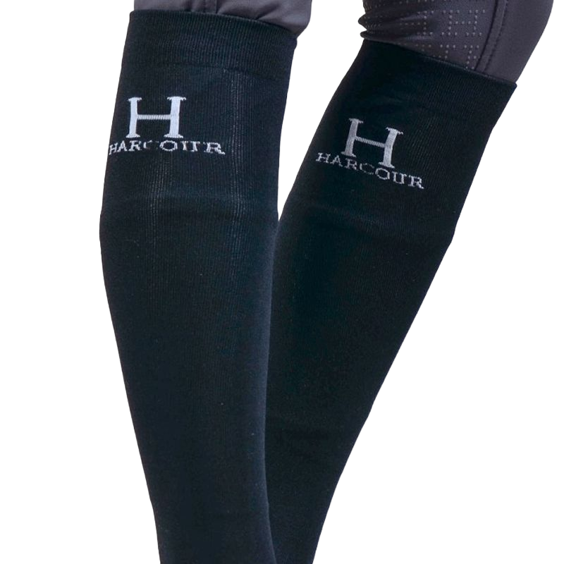 Harcour - Chaussettes d'équitation Badminton Noir (x2)