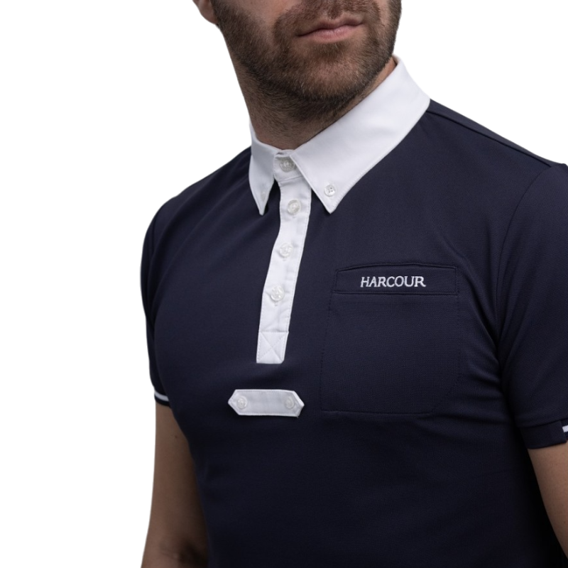 Harcour - Polo manches courtes homme Crystallo marine | - Ohlala