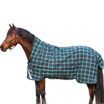 Horseware - Buitendeken Rhino Wug hoge hals marine/ groen geruit 250g | - Ohlala
