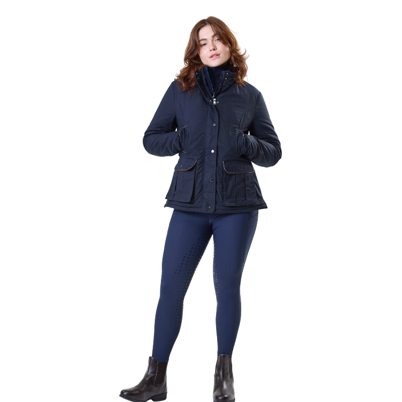 Horseware - Blouson manches longues femme Newmarket Wax marine | - Ohlala