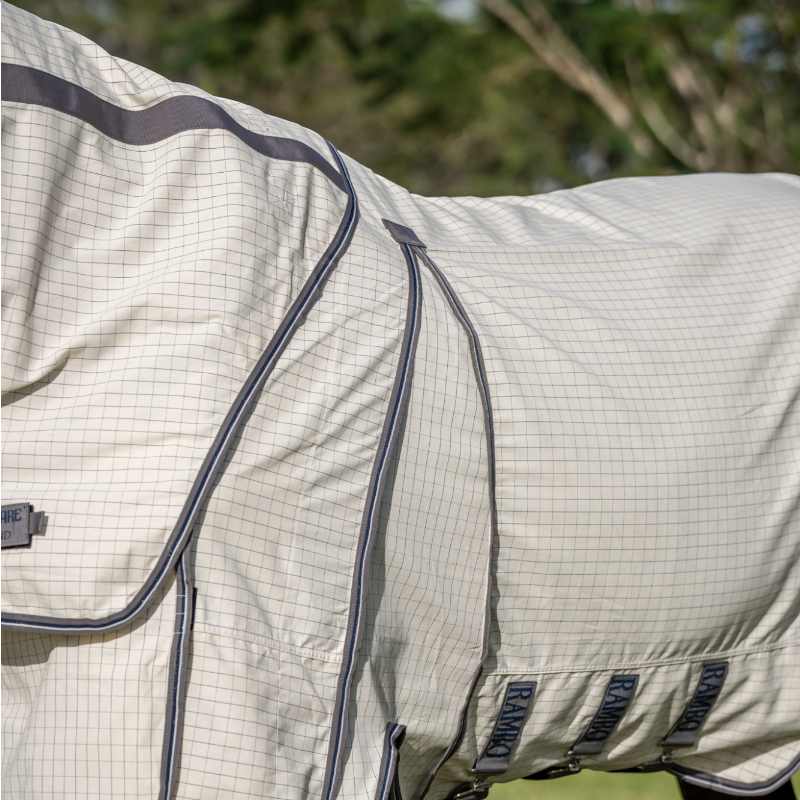 Horseware - Chemise anti-mouches Rambo Protector Fieldsafe Plus argent/ marine/ blanc/ beige