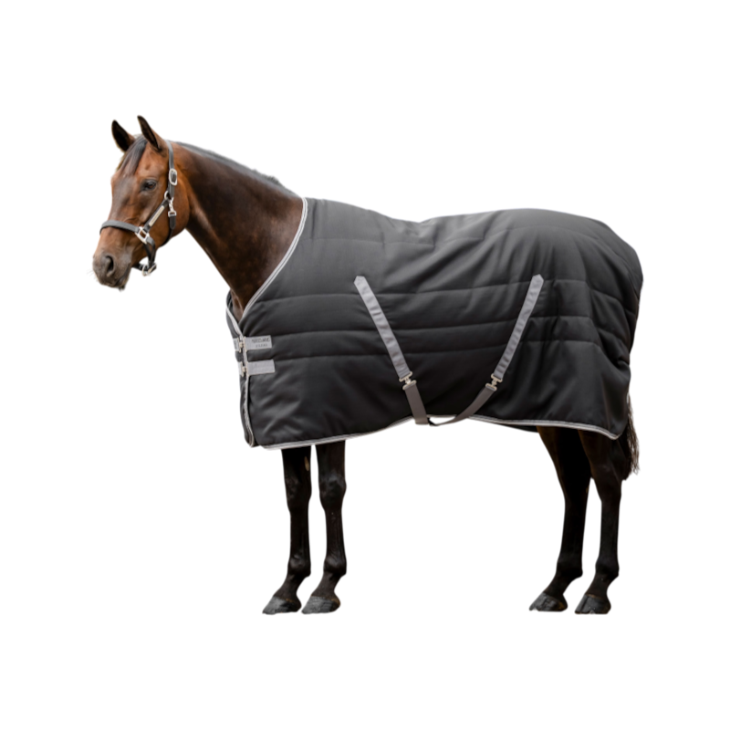 Horseware - Couverture de box Rambo noir/ thunderstorm grey/ argent 200g