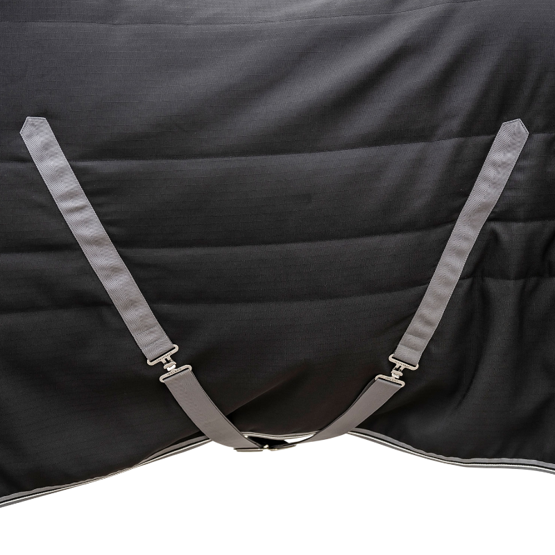 Horseware - Couverture de box Rambo noir/ thunderstorm grey/ argent 200g