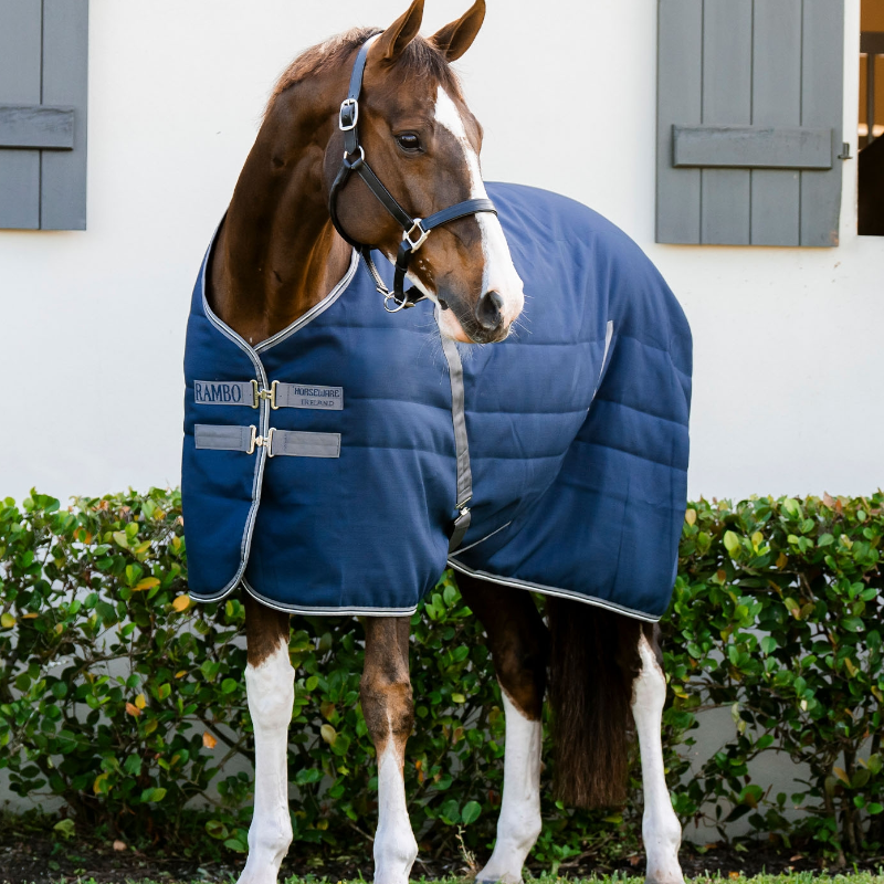 Horseware - Couverture de box Rambo marine/ thunderstorm grey/ argent 400g