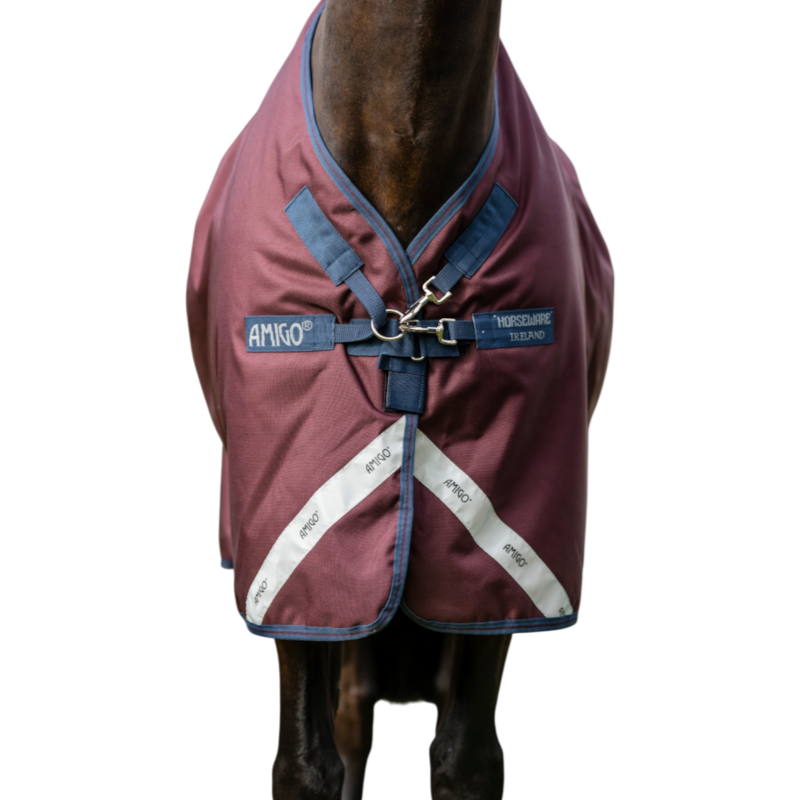 Horseware - Couverture d'extérieur Amigo 1200D Turnout bordeaux/ marine/ titanium grey 100g