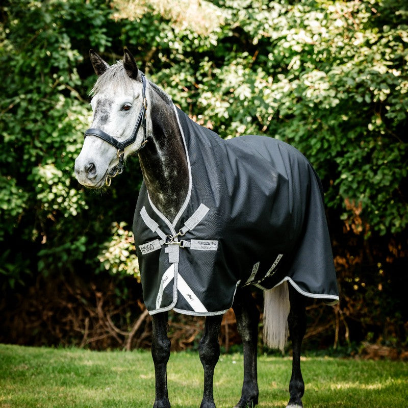 Horseware - Couverture d'extérieur Amigo Bravo 12 Wug noir/ titanium grey/ argent 400g