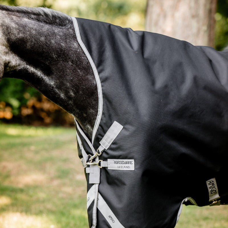 Horseware - Couverture d'extérieur Amigo Bravo 12 Wug noir/ titanium grey/ argent 400g