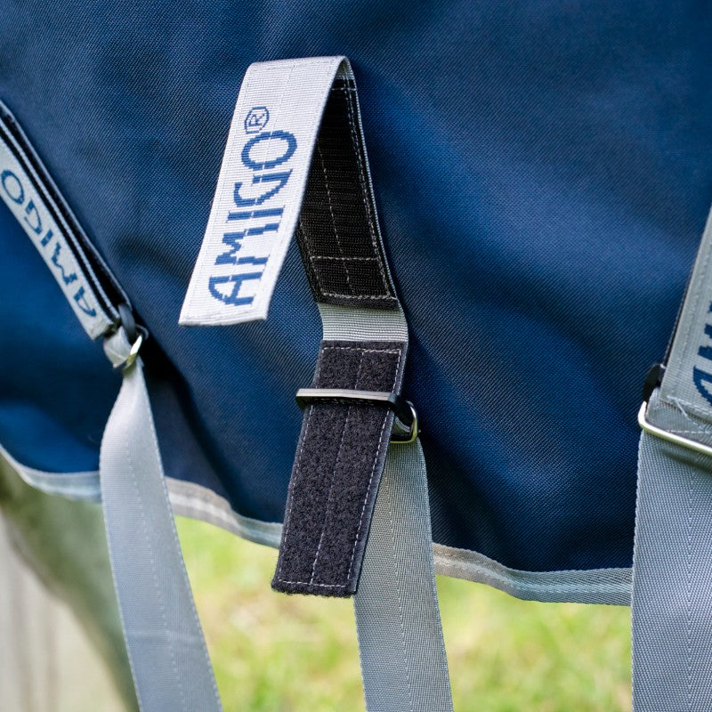 Horseware - Couverture d'extérieur Amigo FieldSafe Plus Turnout marine/ titanium grey/ argent 50g