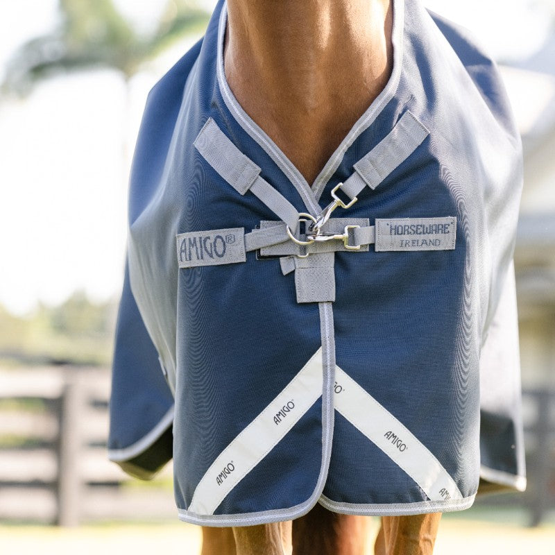 Horseware - Couverture d'extérieur Amigo Turnout marine/ titanium grey/ argent 0g | - Ohlala