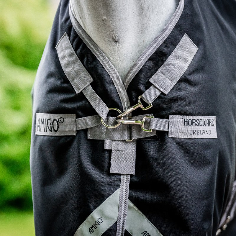 Horseware - Couverture d'extérieur Amigo Turnout noir/ titanium grey/ argent 100g