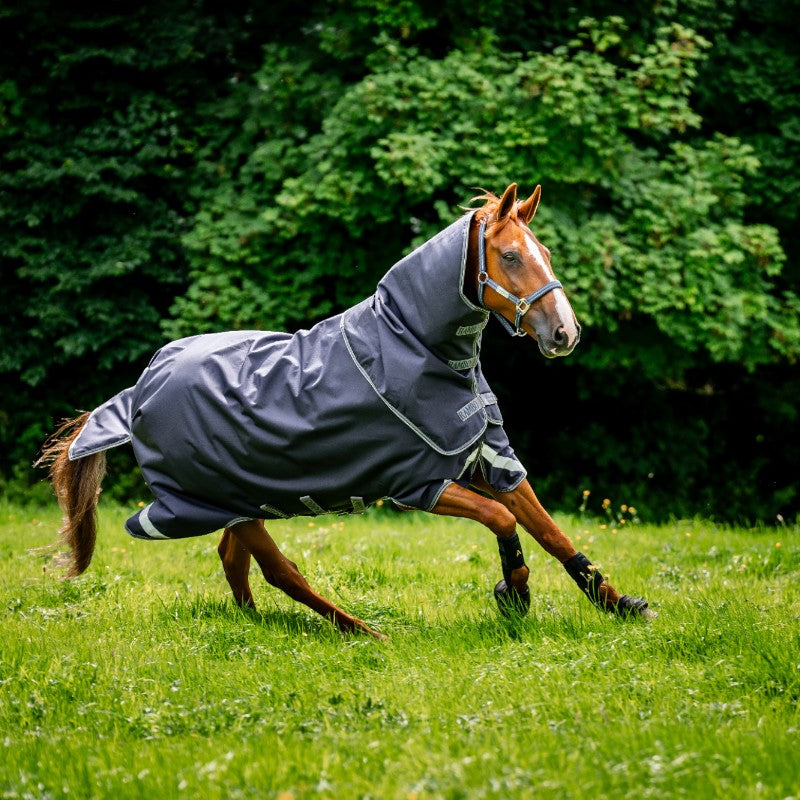 Horseware - Couverture d'extérieur Rambo Duo Ripstop Plus Turnout Bundle marine/ gris thunderstorm/ argent (100g + 100g+ 200g) 400g | - Ohlala