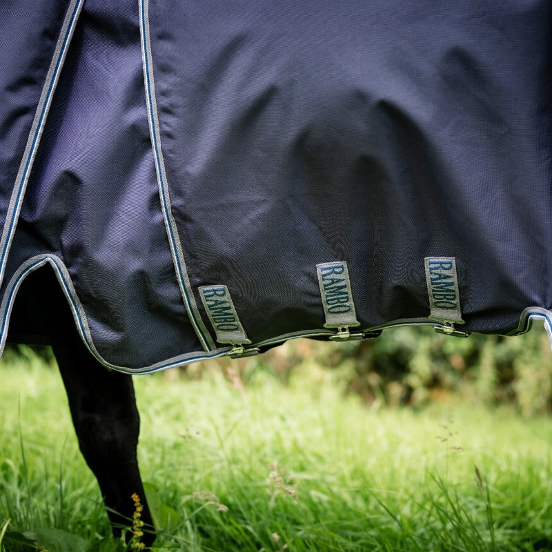 Horseware - Couverture d'extérieur Rambo Optimo Plus marine/ thunderstorm grey/ argent 0g | - Ohlala