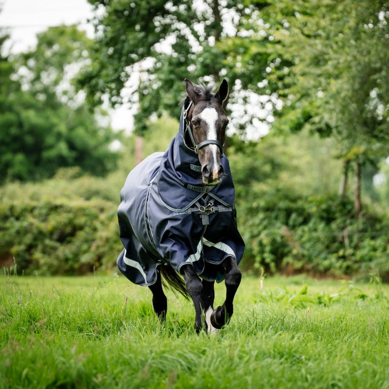 Horseware - Couverture d'extérieur Rambo Optimo Plus marine/ thunderstorm grey/ argent 0g | - Ohlala