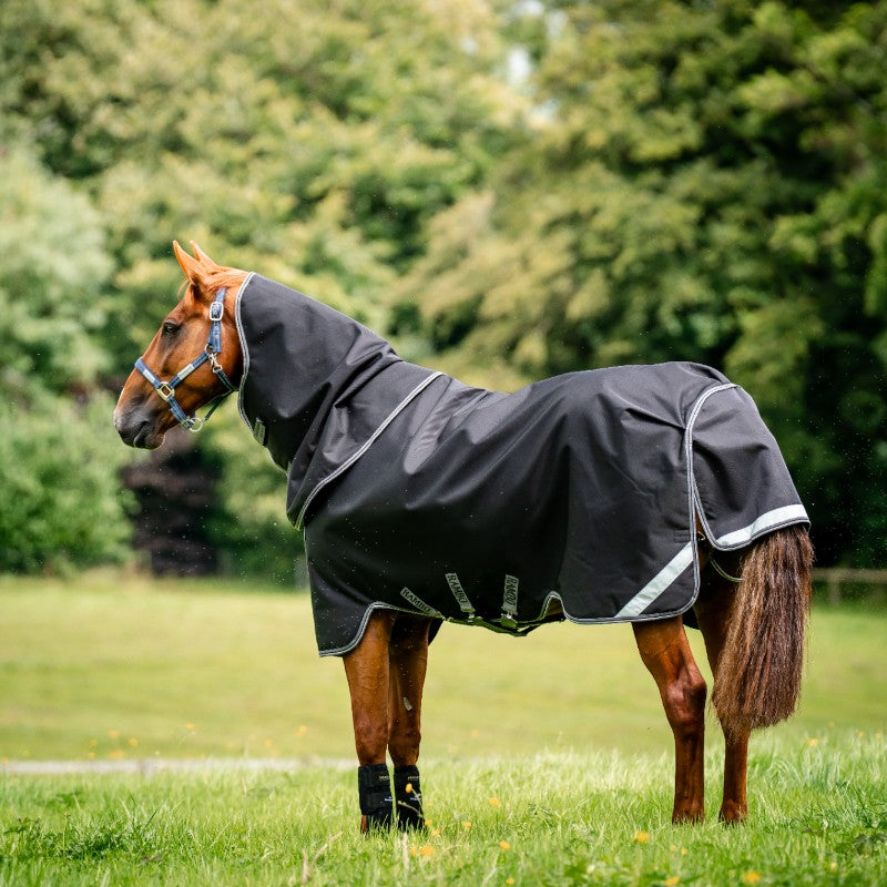 Horseware - Couverture d'extérieur Rambo Supreme Turnout Plus Lite noir/ thunderstorm grey/ argent 0g