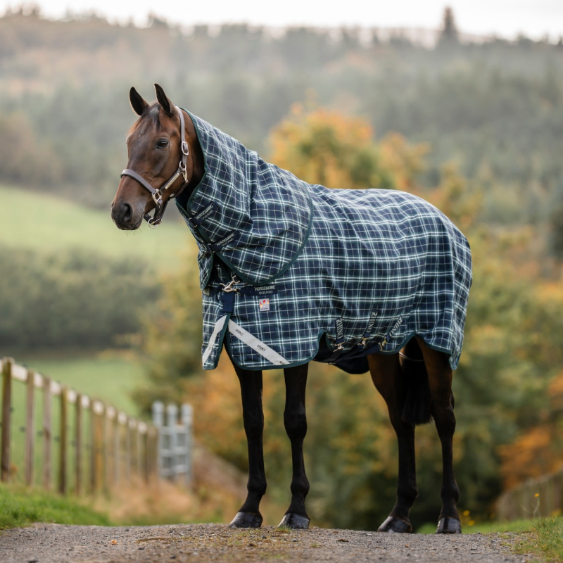 Horseware - Couverture d'extérieur Rhino Plus Turnout VL hunter check/ green/ marine 250g