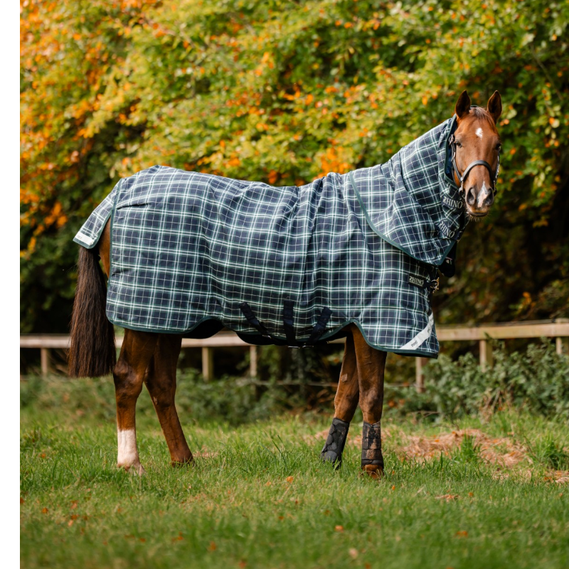 Horseware - Couverture d'extérieur Rhino Plus Turnout VL hunter check/ green/ marine 250g