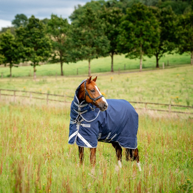 Horseware - Couverture d'extérieur Rhino Plus Turnout marine/ titanium grey/ classic blue 100g