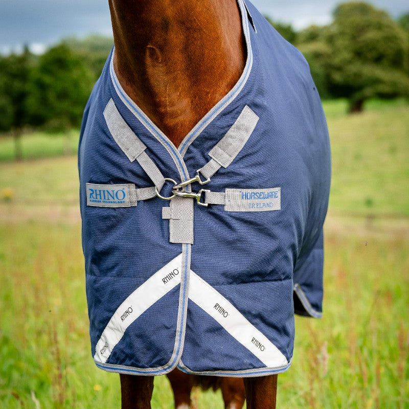 Horseware - Couverture d'extérieur Rhino Plus Turnout marine/ titanium grey/ classic blue 0g