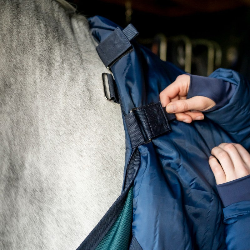 Horseware - Couverture de box Amigo Ripstop Insulator dynasty green/ marine/ argent 200g