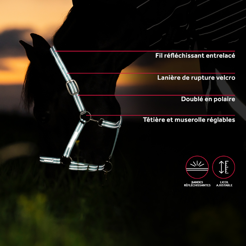Horseware - Licol de sécurité FieldSafe noir/ reflective