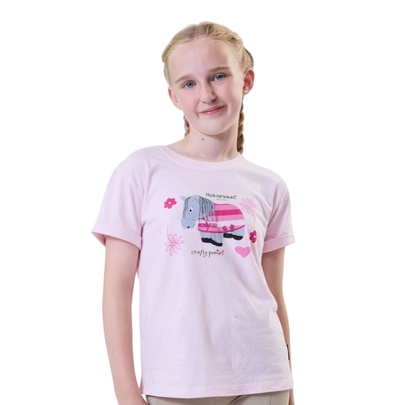 Horseware - T-shirt manches courtes enfant Crafty Pony rose