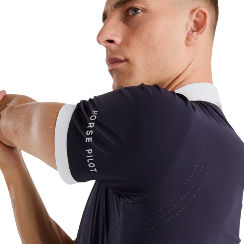Horse Pilot - Wedstrijdpolo korte mouwen heren Aeris dark night | - Ohlala