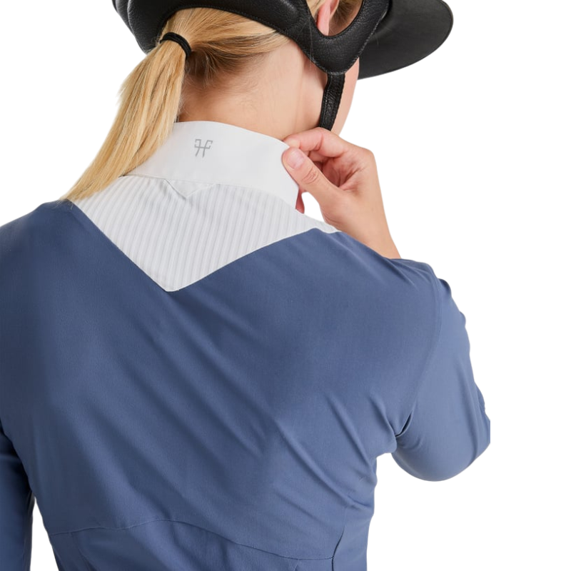 Horse Pilot - Dames wedstrijdpolo lange mouwen Aeris vintage indigo | - Ohlala
