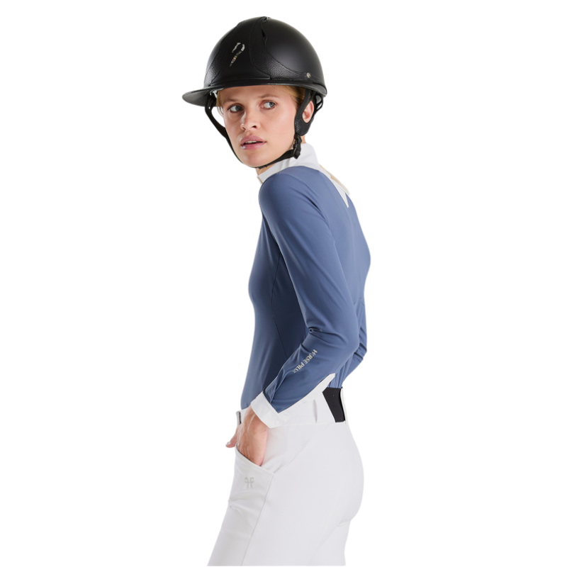 Horse Pilot - Dames wedstrijdpolo lange mouwen Aeris vintage indigo | - Ohlala