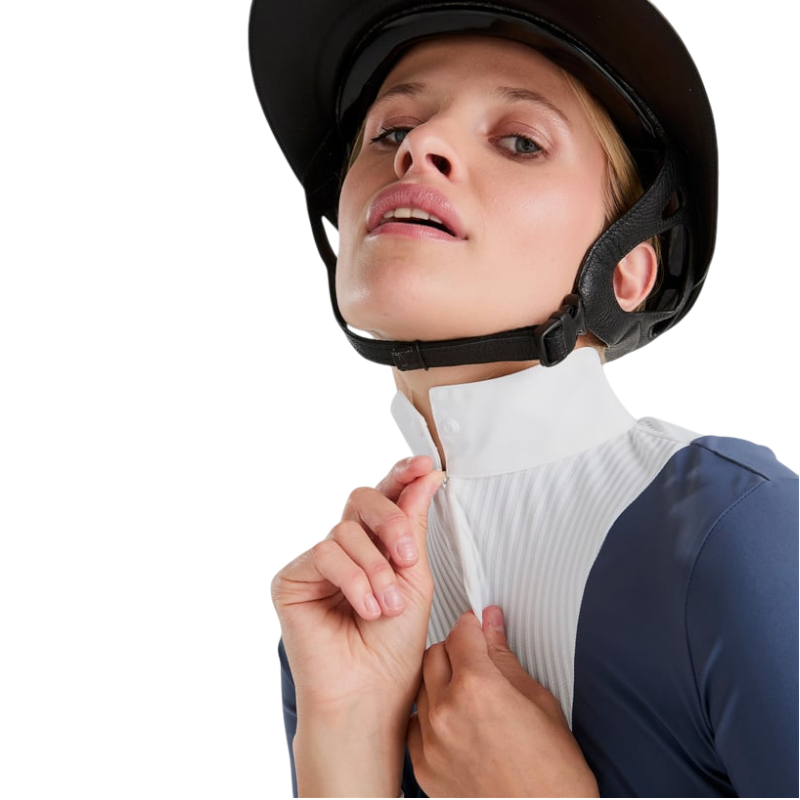 Horse Pilot - Wedstrijdpolo lange mouwen dames Aeris vintage indigo | - Ohlala