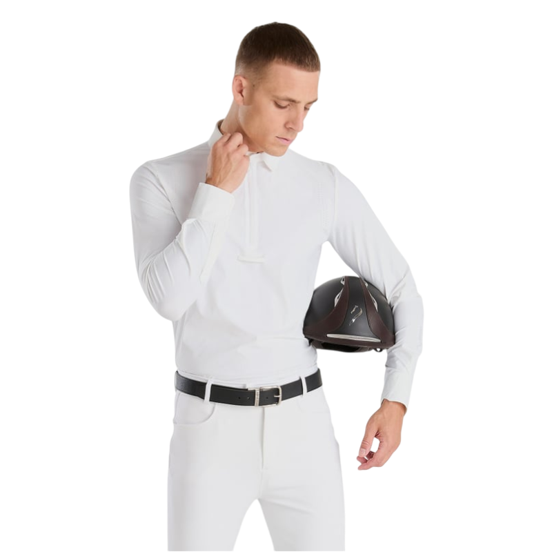 Horse Pilot - Polo de concours manches longues homme Aeris blanc | - Ohlala