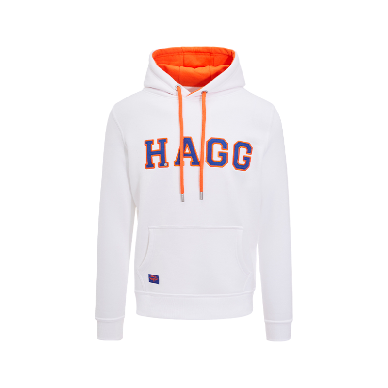 Sweat à capuche homme blanc/ orange/ bleu roi HAGG OHLALA