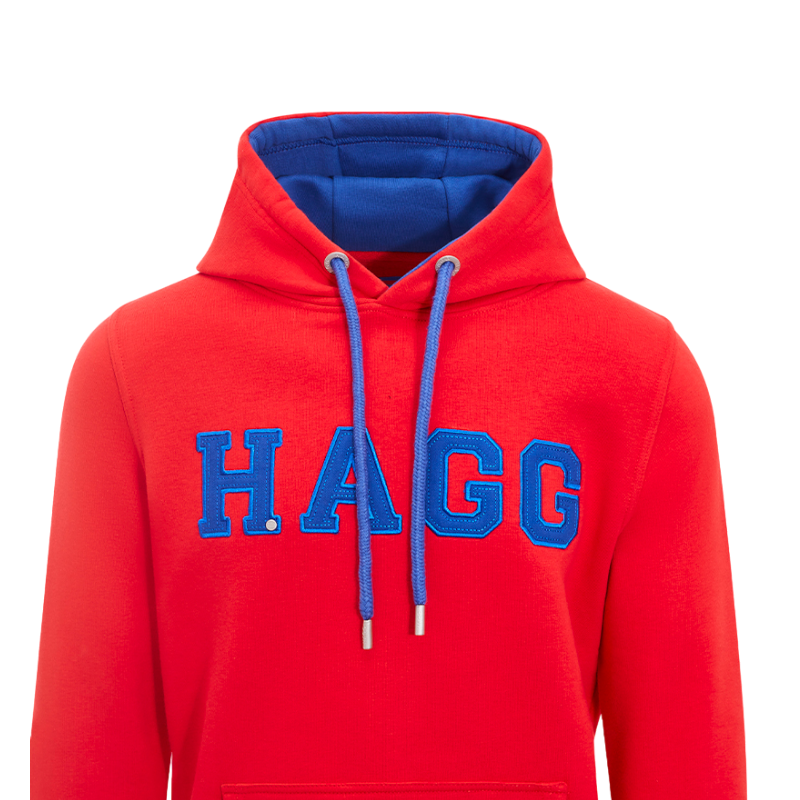 Hagg - Sweat à capuche homme rouge/ bleu roi