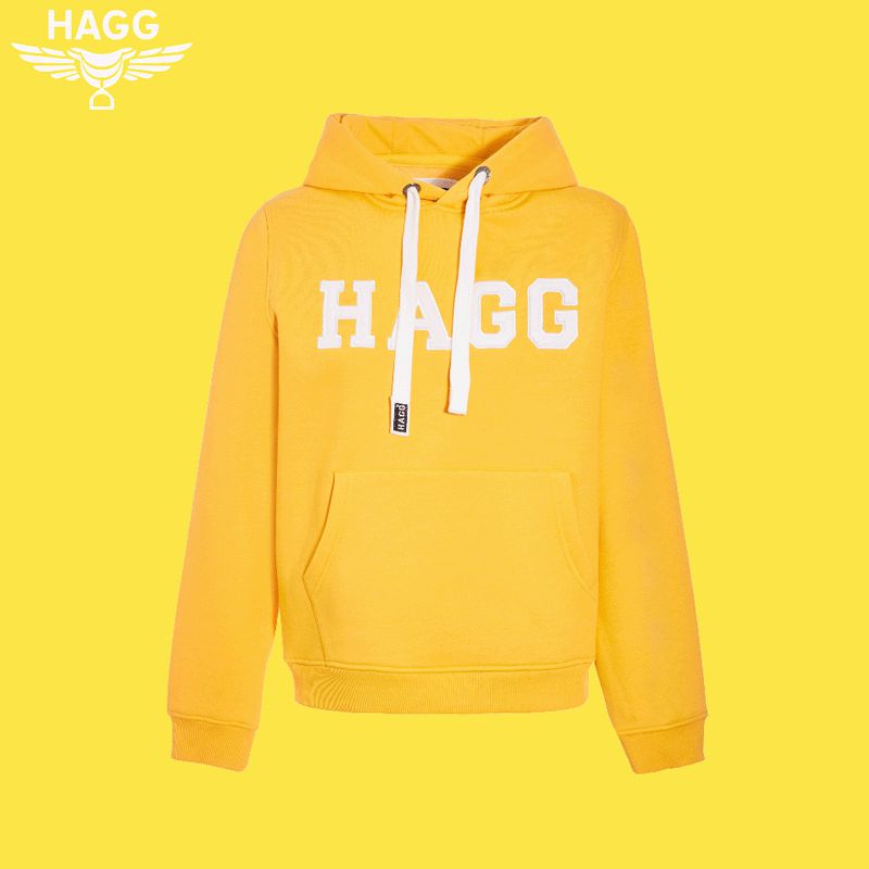 Hagg - Sweat hoodie à capuche jaune | - Ohlala