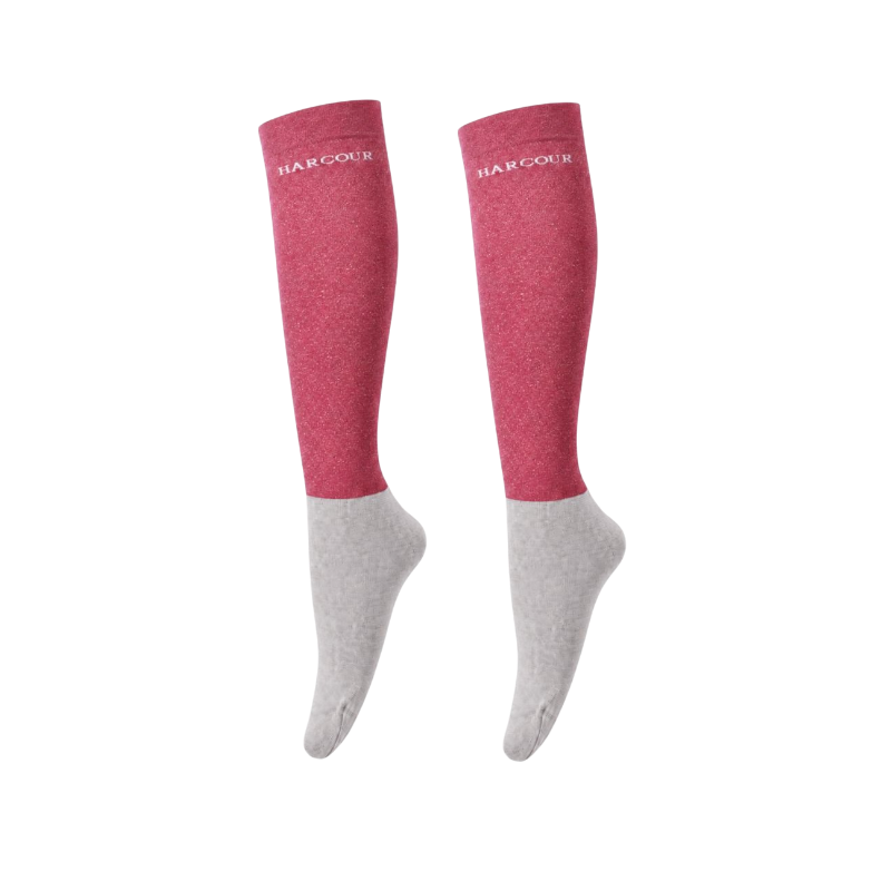 Harcour - Chaussettes d'équitation Vaela à paillettes blush (x2)