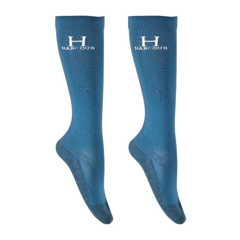 Harcour - Chaussettes d'équitation Badminton steel blue (x2)