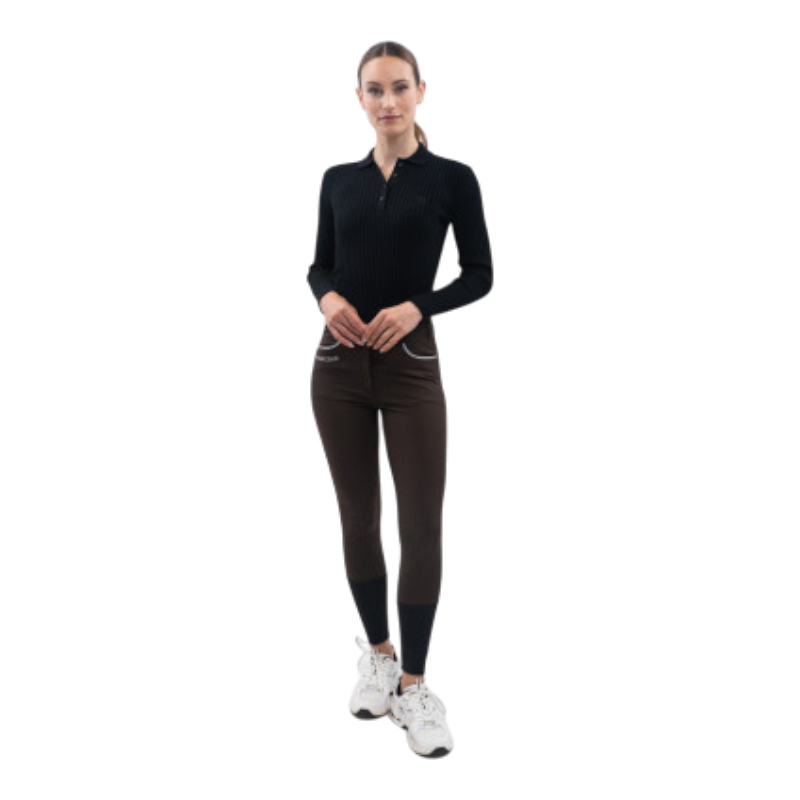 Harcour - Pantalon d'équitation polaire femme Jaipur cacao