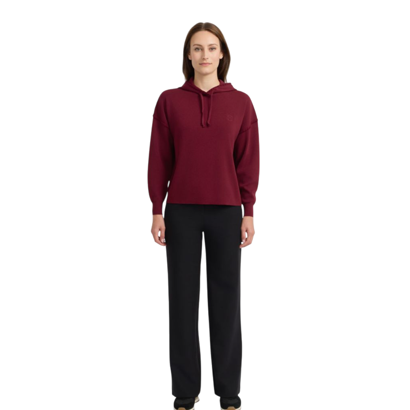 Harcour - Sweat à capuche manches longues femme Plume bordeaux