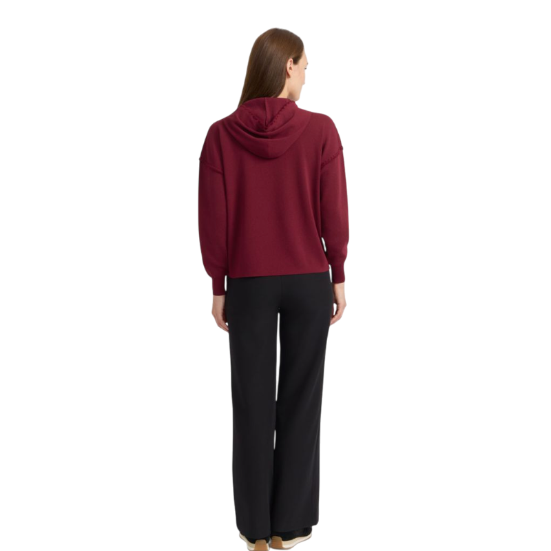 Harcour - Sweat à capuche manches longues femme Plume bordeaux