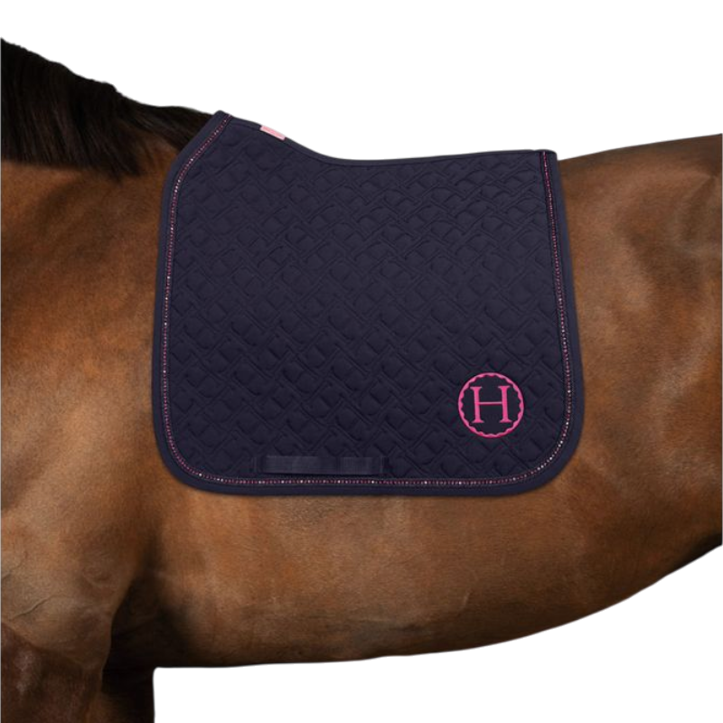 Harcour - Tapis de dressage Saphir Octobre Rose marine/ rose