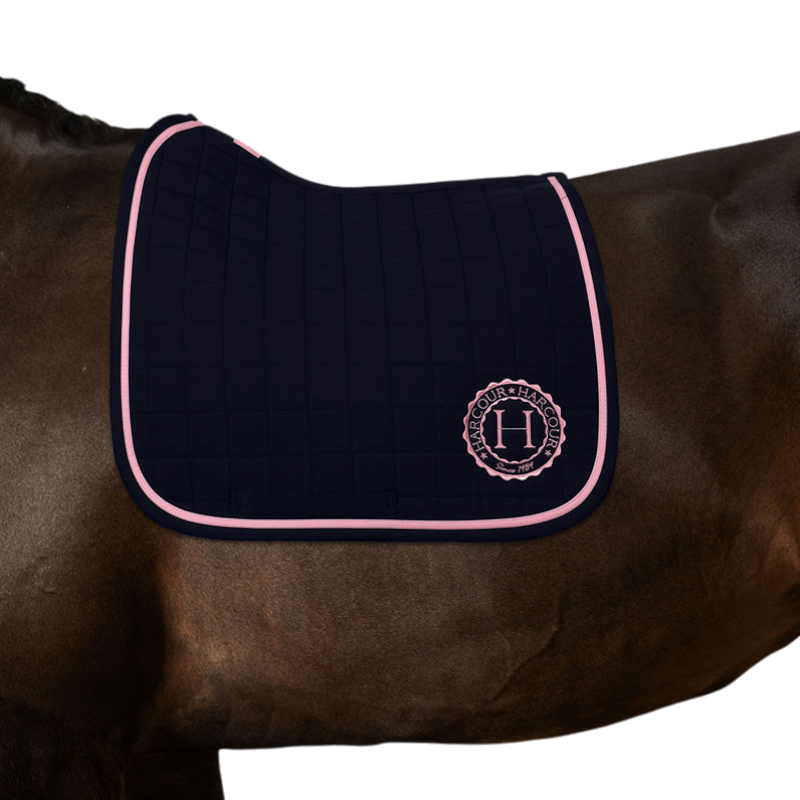 Harcour - Tapis de dressage Suzie marine/ rose