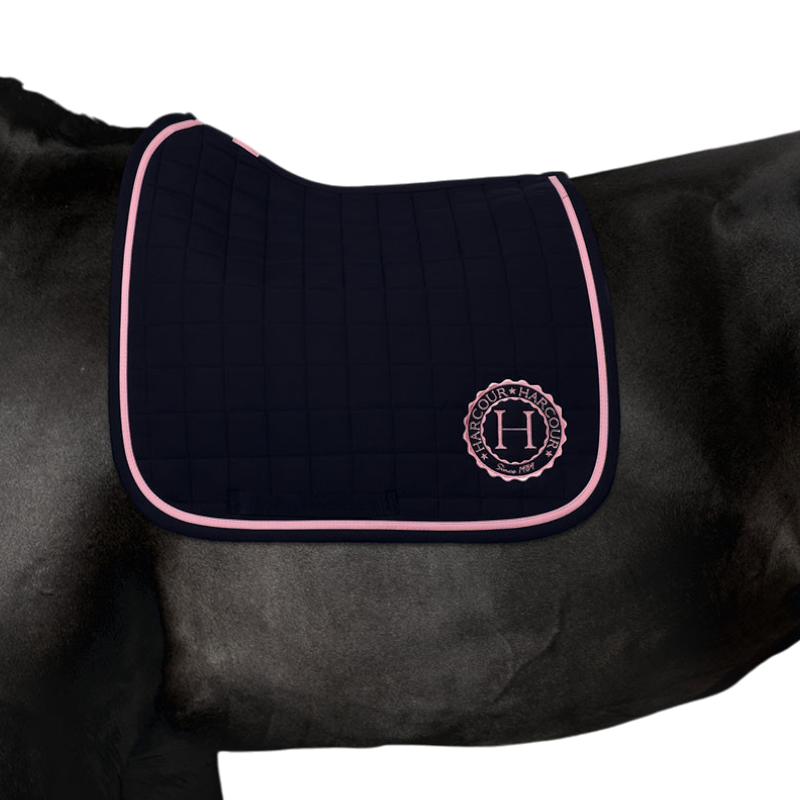 Harcour - Tapis de dressage Suzie marine/ rose